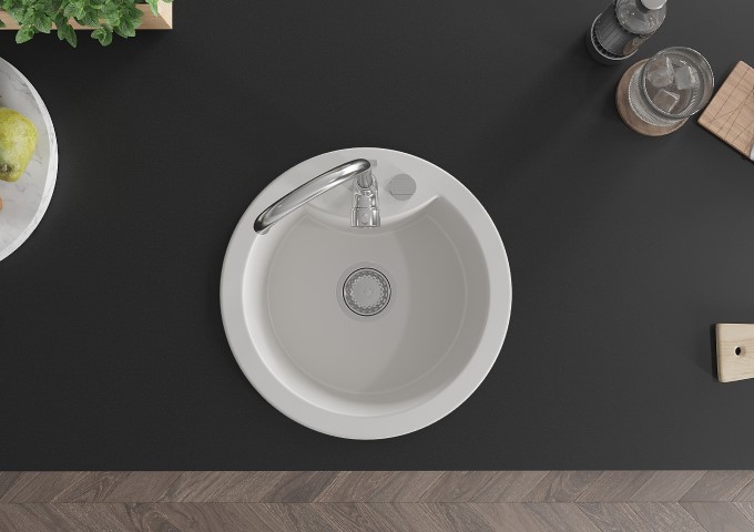 Granitové dřezy jednokomorové bílé