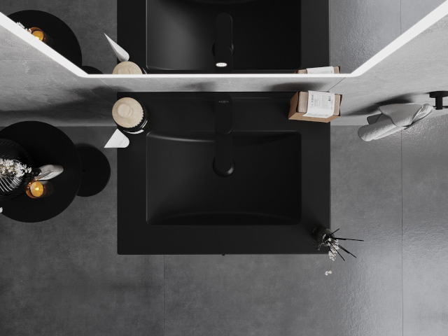 Pohled shora na skříňku s umyvadlem 60 cm