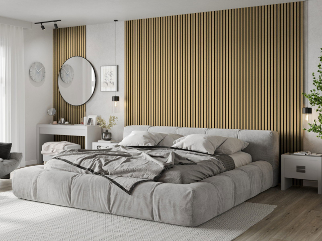 Stěnové lamely v barvě bambusu