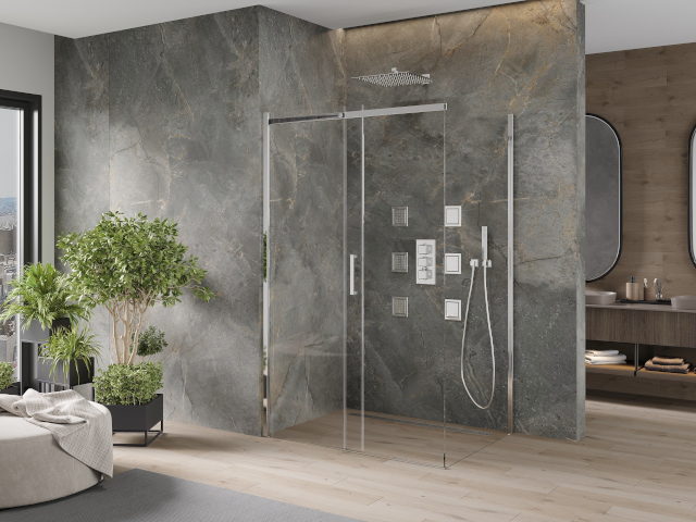 Dlaždice v hnědých odstínech v koupelně