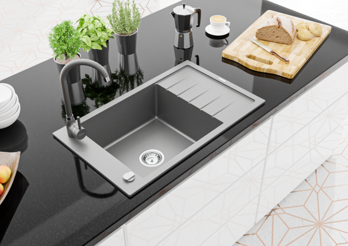 Granitové dřezy šedé