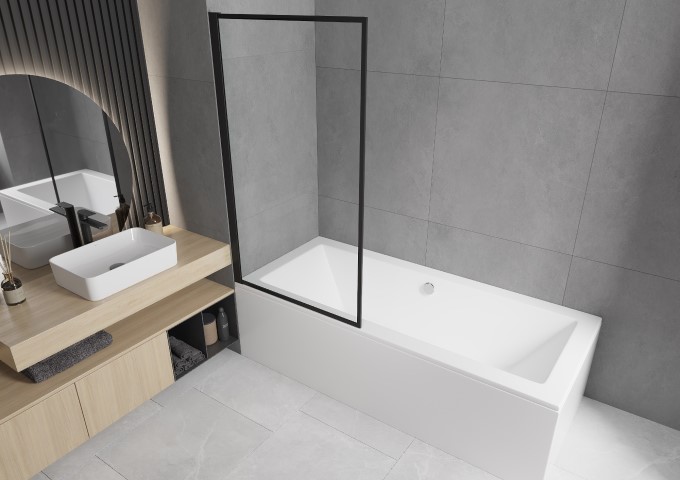 Skládací černé vanové paravany