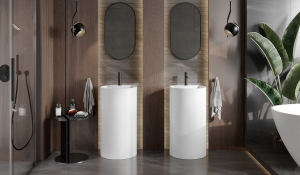 Dřevěné doplňky v koupelně ve stylu boho