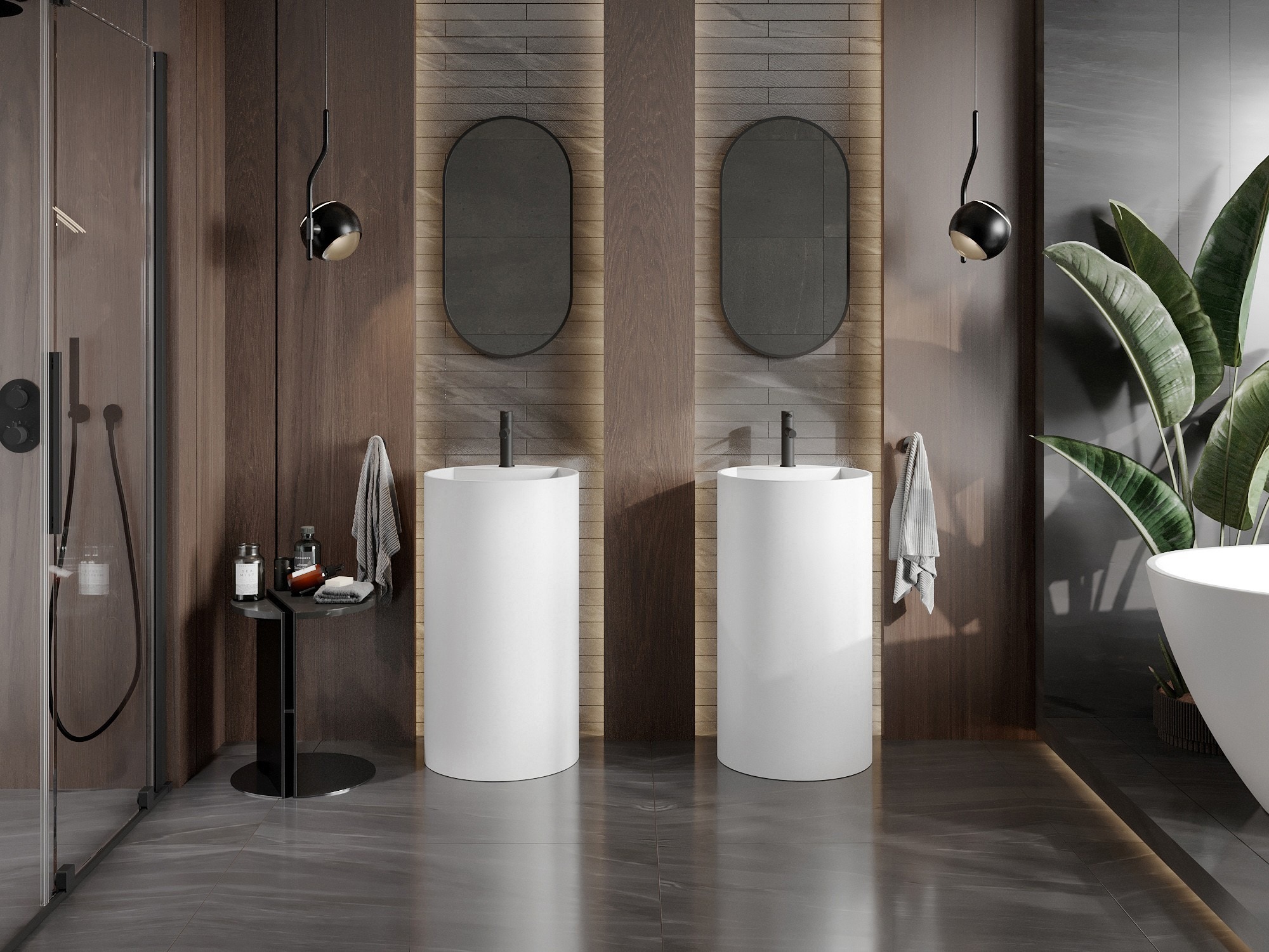 Dřevěné doplňky v koupelně ve stylu boho