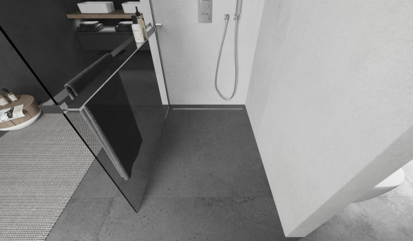 Sprchová stěna s policí v moderním stylu