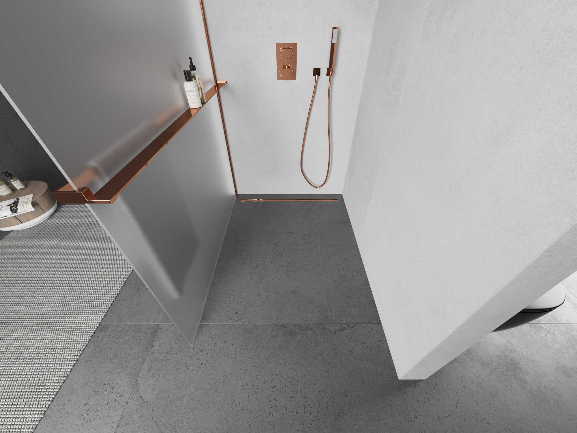 Exkluzivní růžové zlato v koupelně