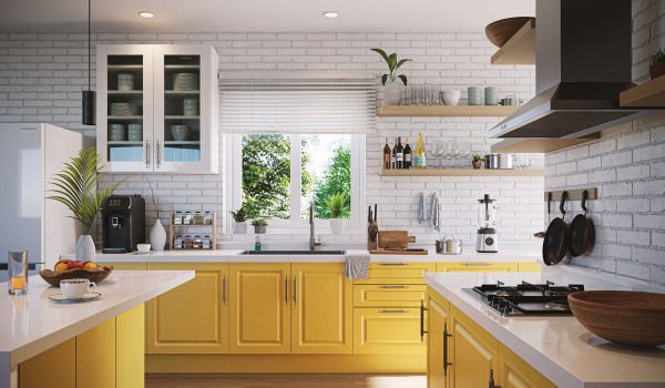 Cihlová zeď v kuchyni