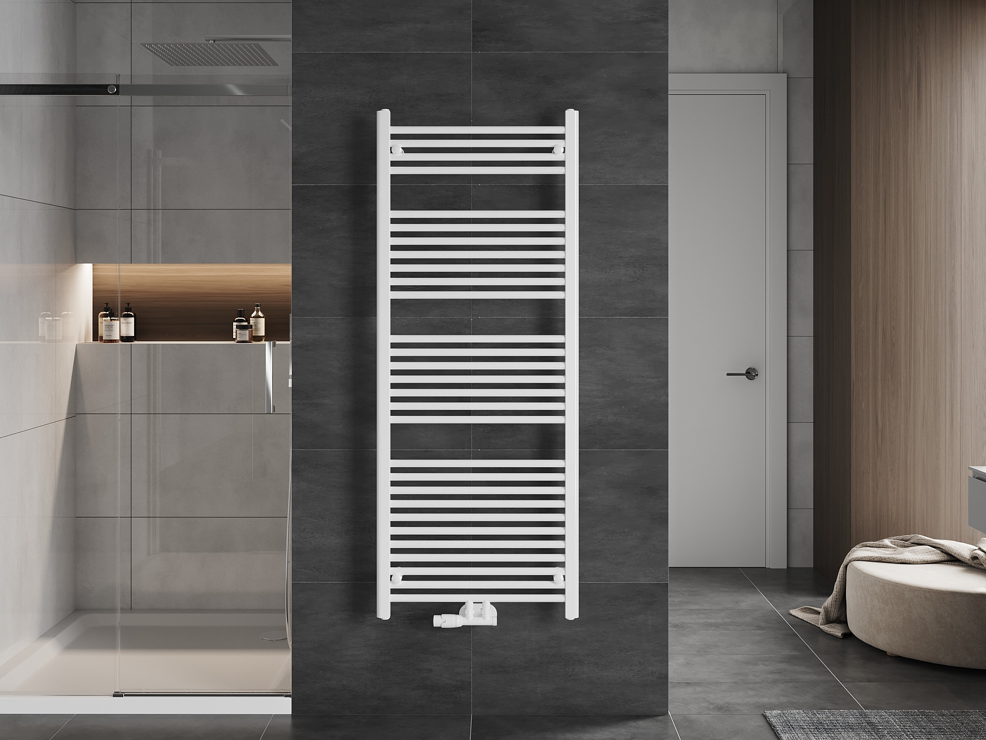 Žebříkový radiátor v koupelně