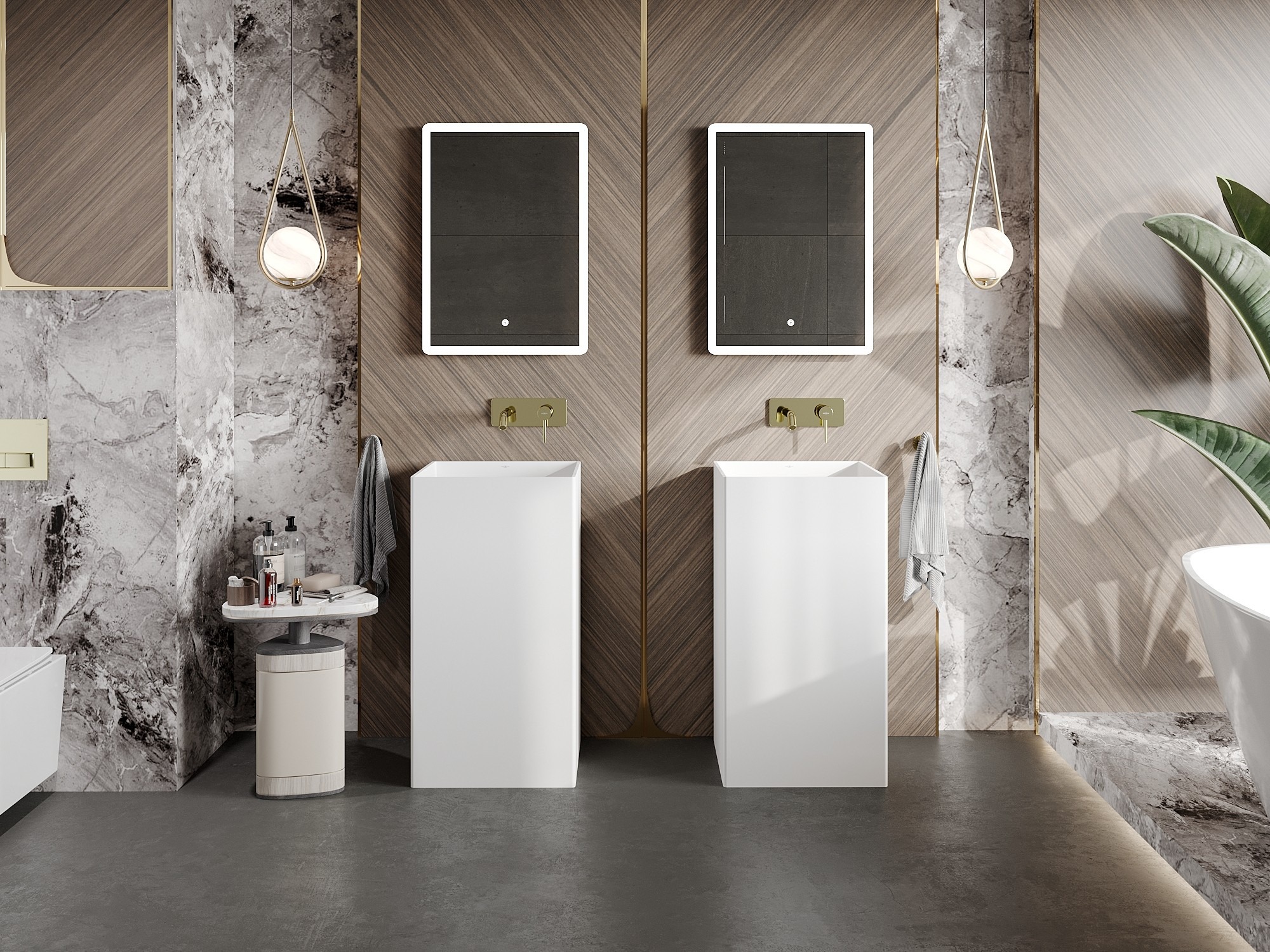 Orientální koupelna s dřevem